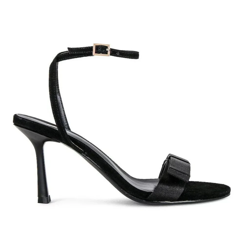 LPA The Bow High Heels in Black 7.5 with box Womens Satin Formal Shoes